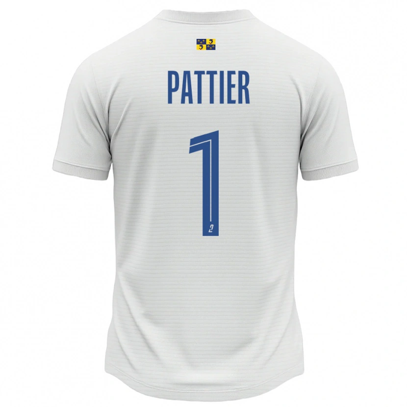 Danxen Bambino Maglia Maxime Pattier #1 Bianco Blu Kit Gara Away 2025/26 Maglietta
