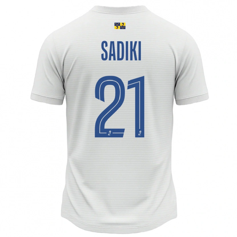 Danxen Bambino Maglia Nehla Sadiki #21 Bianco Blu Kit Gara Away 2025/26 Maglietta