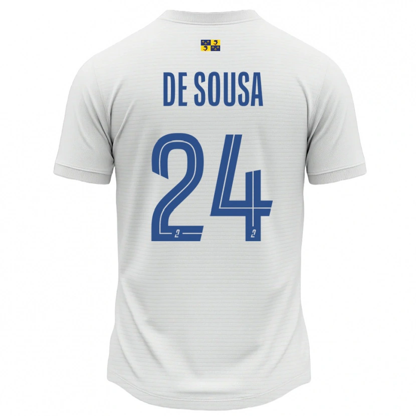 Danxen Bambino Maglia Tifanie De Sousa #24 Bianco Blu Kit Gara Away 2025/26 Maglietta