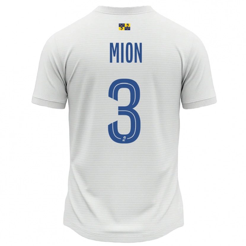 Danxen Bambino Maglia Mathieu Mion #3 Bianco Blu Kit Gara Away 2025/26 Maglietta