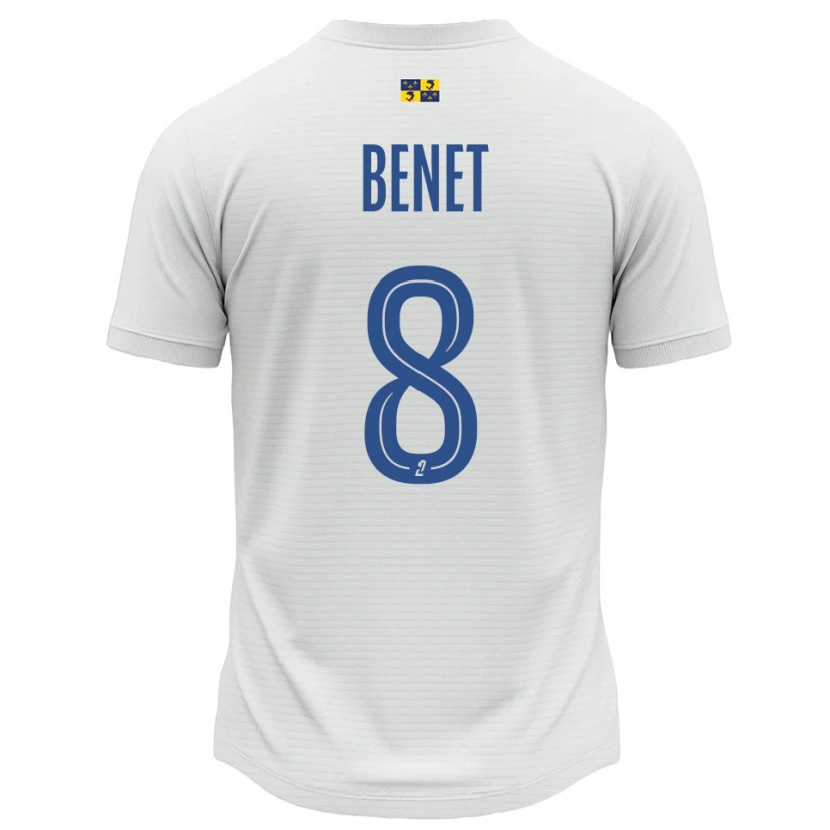 Danxen Bambino Maglia Jessy Benet #8 Bianco Blu Kit Gara Away 2025/26 Maglietta