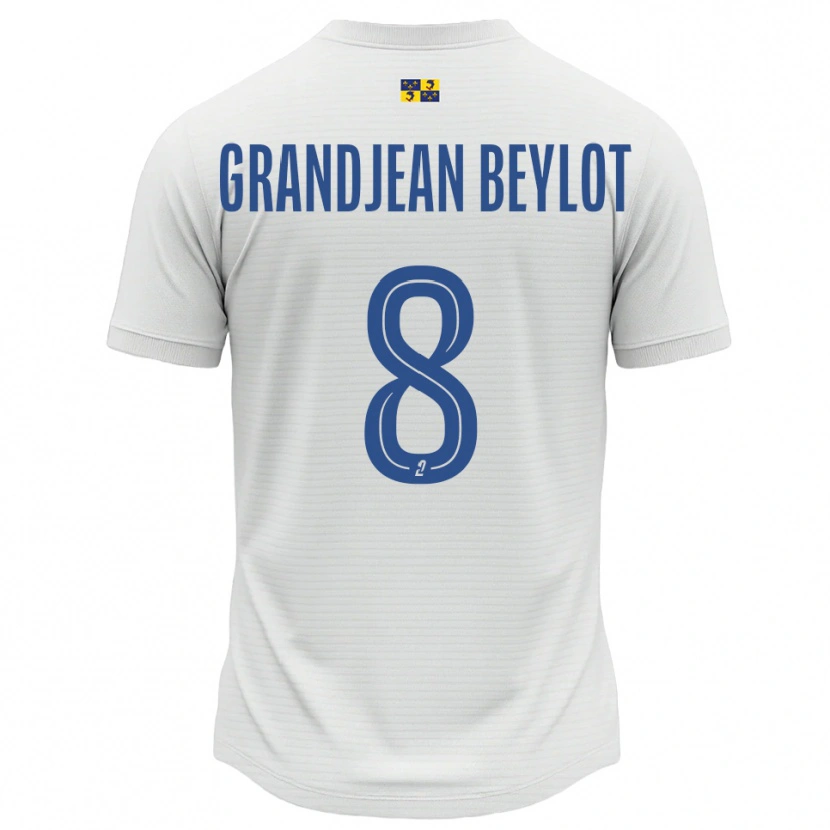 Danxen Bambino Maglia Louise Grandjean Beylot #8 Bianco Blu Kit Gara Away 2025/26 Maglietta