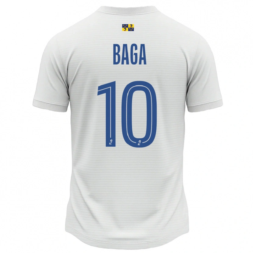 Danxen Bambino Maglia Laurine Baga #10 Bianco Blu Kit Gara Away 2025/26 Maglietta