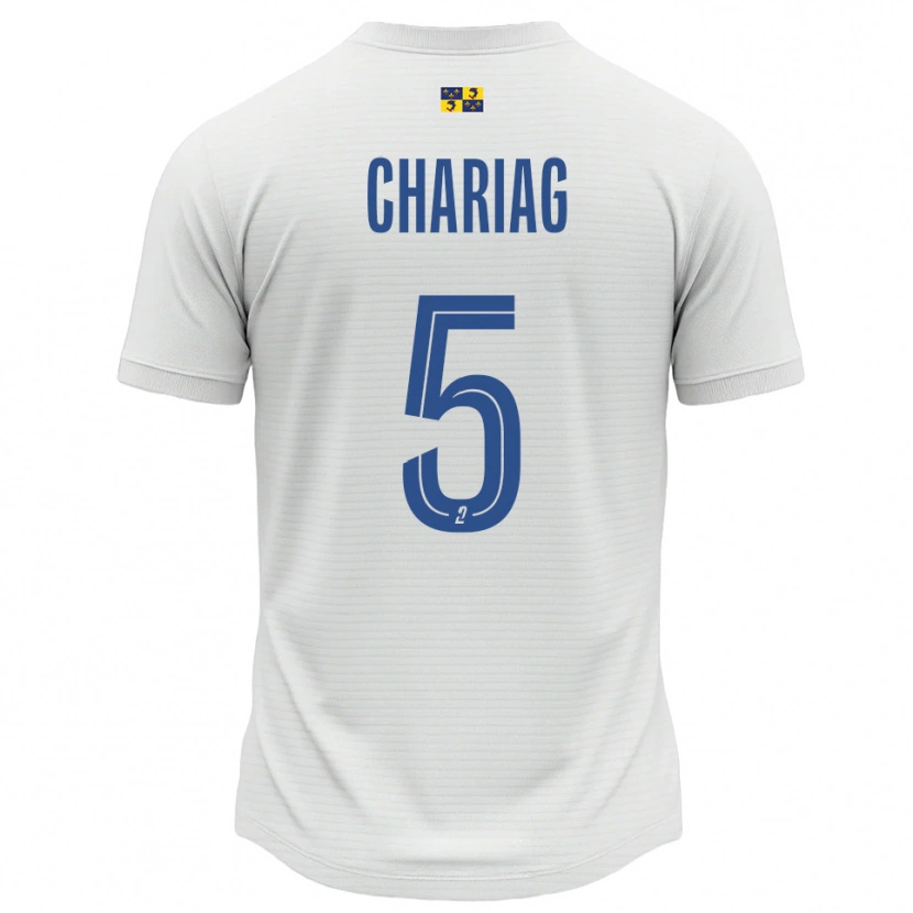 Danxen Bambino Maglia Adam Chariag #5 Bianco Blu Kit Gara Away 2025/26 Maglietta