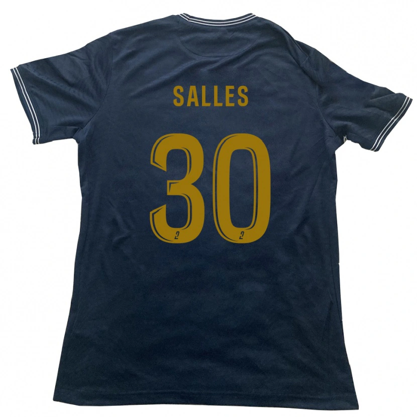 Danxen Bambino Maglia Esteban Salles #30 Blu Marino Oro Kit Gara Away 2025/26 Maglietta