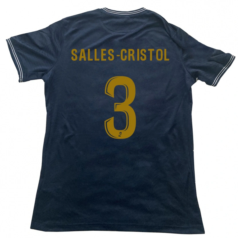 Danxen Bambino Maglia Matéo Salles-Cristol #3 Blu Marino Oro Kit Gara Away 2025/26 Maglietta