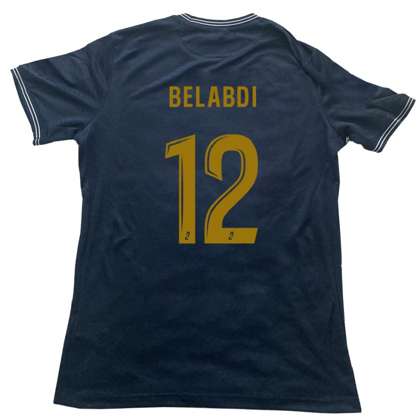 Danxen Bambino Maglia Tao Belabdi #12 Blu Marino Oro Kit Gara Away 2025/26 Maglietta