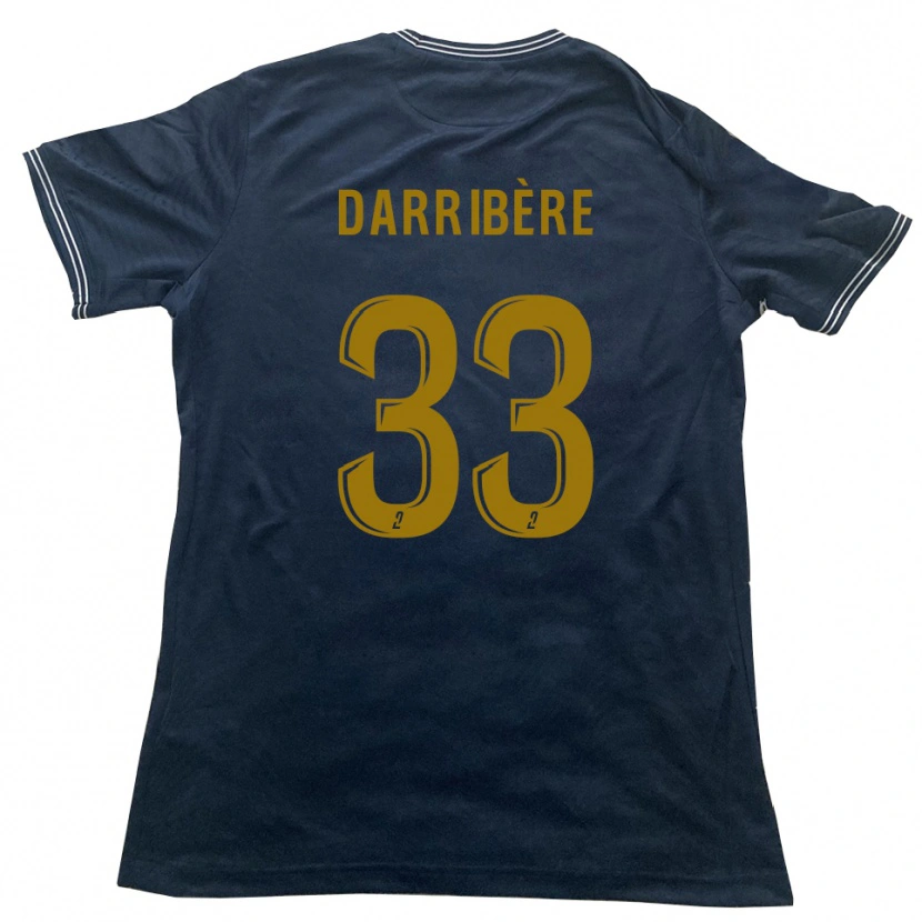 Danxen Bambino Maglia Clément Darribère #33 Blu Marino Oro Kit Gara Away 2025/26 Maglietta