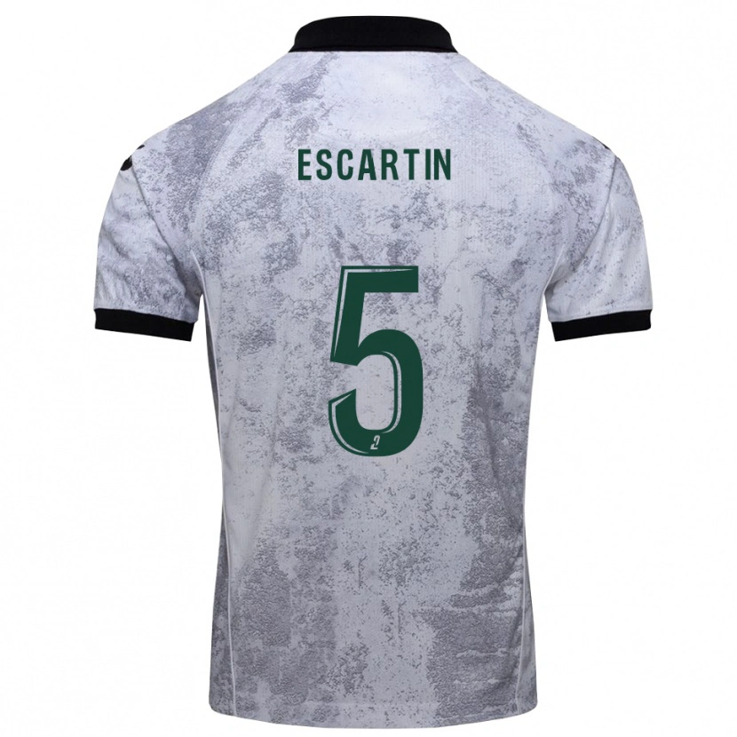 Danxen Bambino Maglia Josué Escartin #5 Bianco Nero Kit Gara Away 2025/26 Maglietta