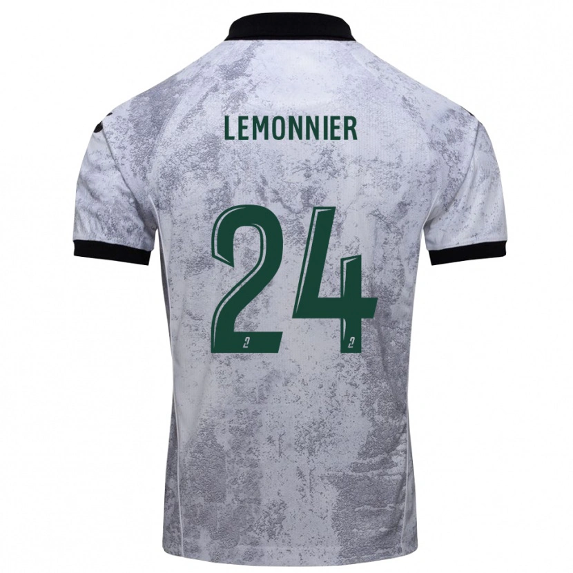 Danxen Bambino Maglia Pierre Lemonnier #24 Bianco Nero Kit Gara Away 2025/26 Maglietta
