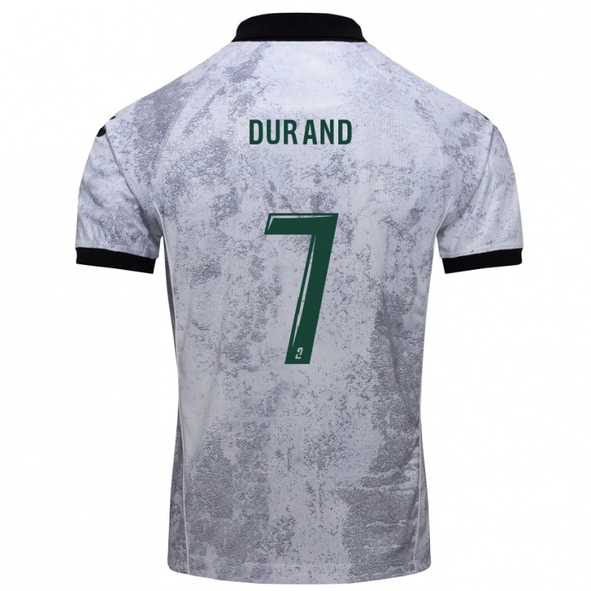 Danxen Bambino Maglia Damien Durand #7 Bianco Nero Kit Gara Away 2025/26 Maglietta