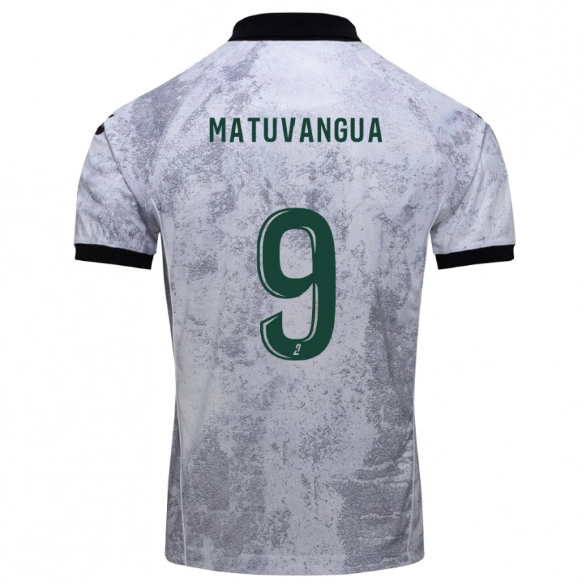 Danxen Bambino Maglia Ronan Matuvangua #9 Bianco Nero Kit Gara Away 2025/26 Maglietta