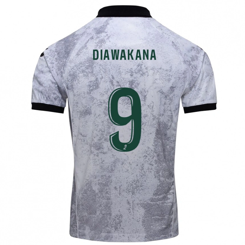 Danxen Bambino Maglia Malik Diawakana #9 Bianco Nero Kit Gara Away 2025/26 Maglietta