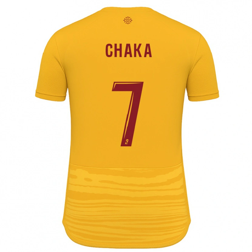 Danxen Bambino Maglia Kaël Chaka #7 Arancione Bordeaux Kit Gara Away 2025/26 Maglietta