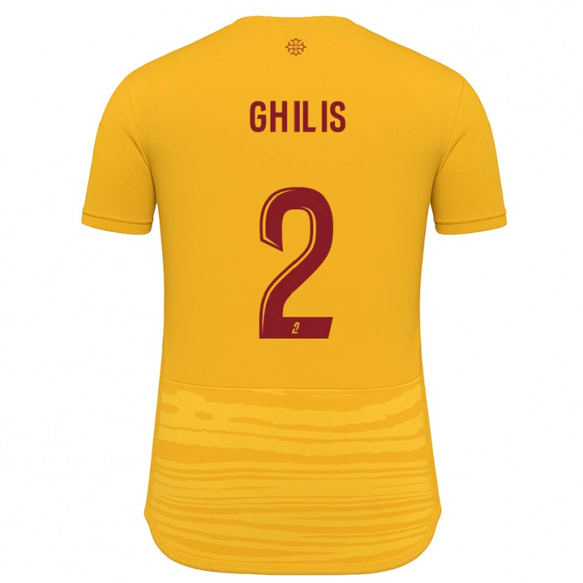 Danxen Bambino Maglia Mohamed Ghilis #2 Arancione Bordeaux Kit Gara Away 2025/26 Maglietta
