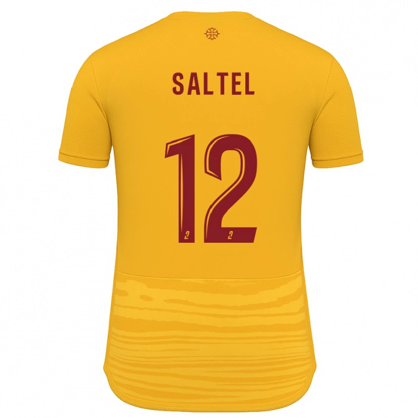 Danxen Bambino Maglia Maëlle Saltel #12 Arancione Bordeaux Kit Gara Away 2025/26 Maglietta