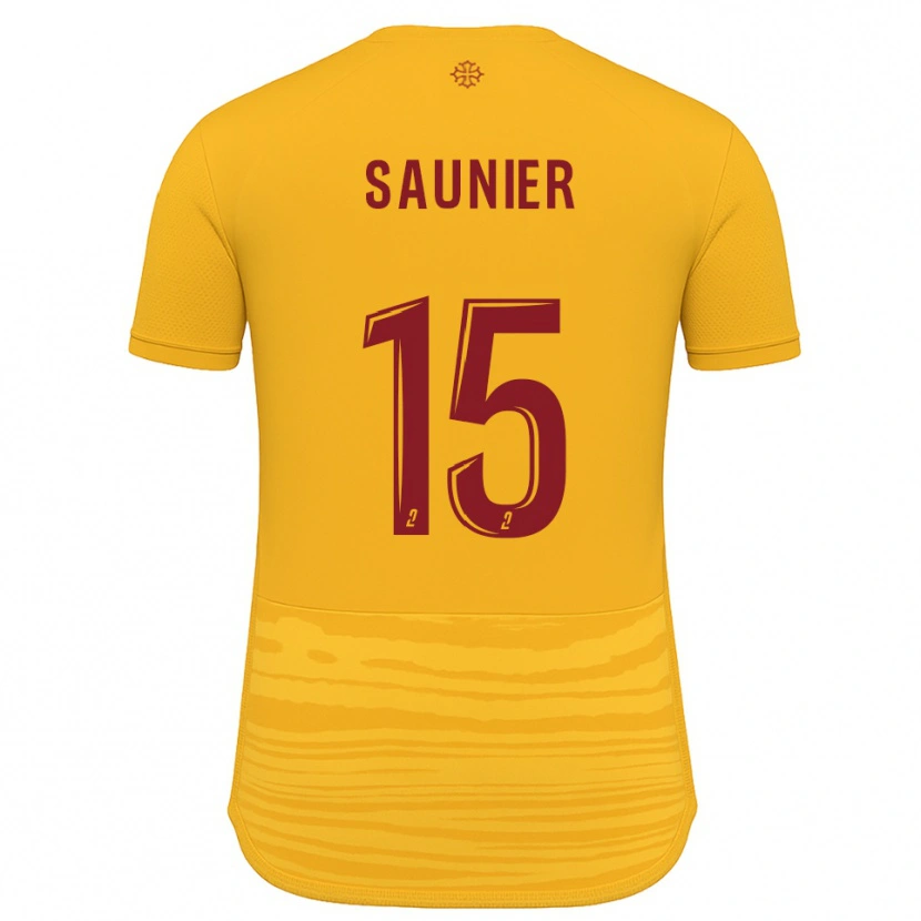 Danxen Bambino Maglia Océane Saunier #15 Arancione Bordeaux Kit Gara Away 2025/26 Maglietta