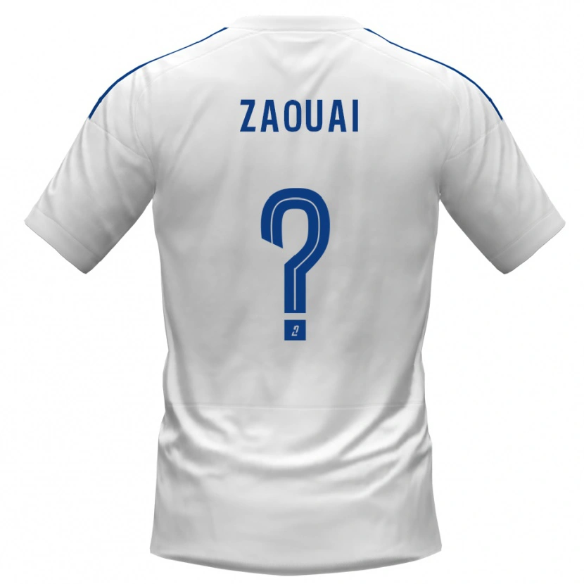 Danxen Bambino Maglia Alexandre Zaouai #0 Bianco Blu Kit Gara Away 2025/26 Maglietta