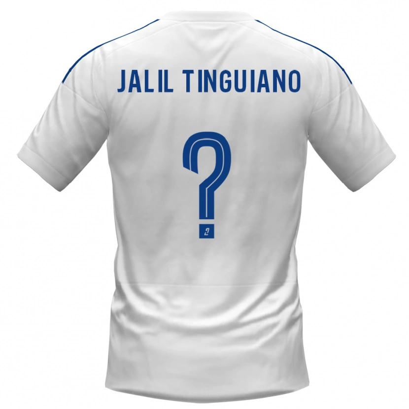 Danxen Bambino Maglia Abdoul Jalil Tinguiano #0 Bianco Blu Kit Gara Away 2025/26 Maglietta