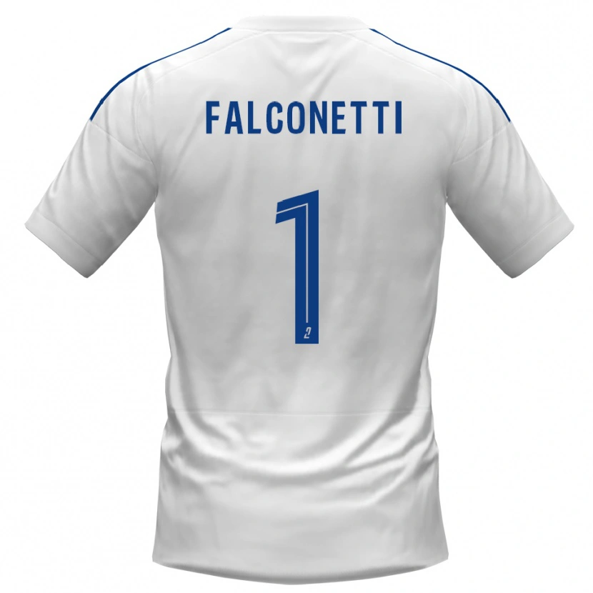 Danxen Bambino Maglia Thomas Falconetti #1 Bianco Blu Kit Gara Away 2025/26 Maglietta