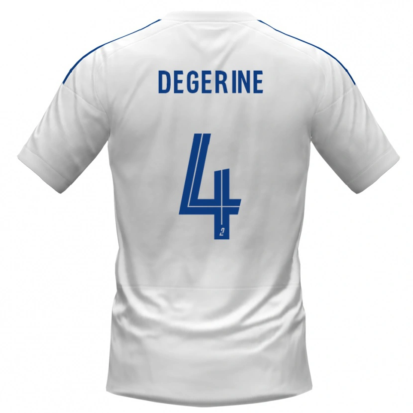 Danxen Bambino Maglia Saveriu Degerine #4 Bianco Blu Kit Gara Away 2025/26 Maglietta