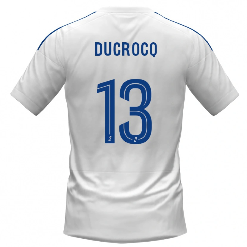 Danxen Bambino Maglia Tom Ducrocq #13 Bianco Blu Kit Gara Away 2025/26 Maglietta