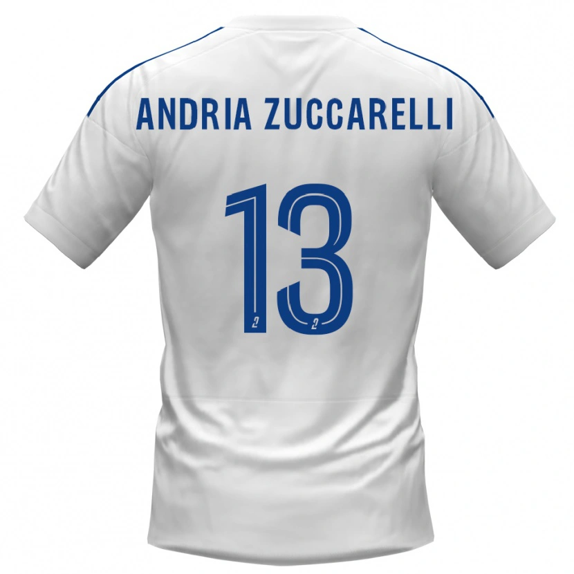 Danxen Bambino Maglia Carlu Andria Zuccarelli #13 Bianco Blu Kit Gara Away 2025/26 Maglietta