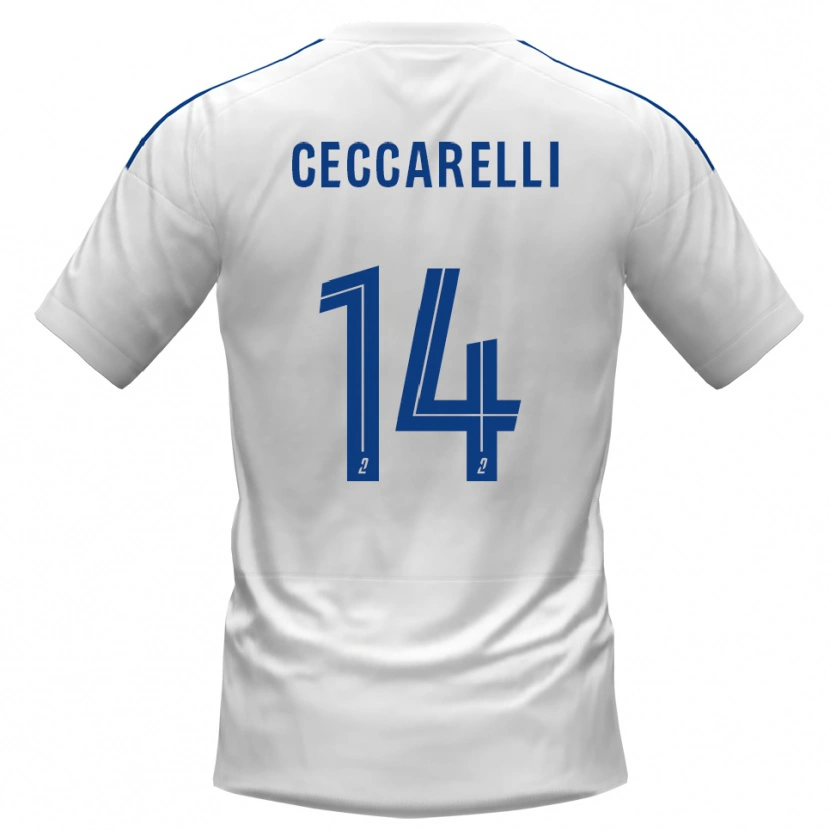 Danxen Bambino Maglia Grégory Ceccarelli #14 Bianco Blu Kit Gara Away 2025/26 Maglietta