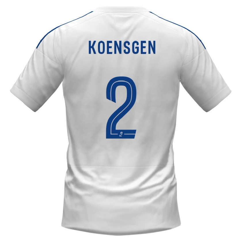 Danxen Bambino Maglia Félicien Koensgen #2 Bianco Blu Kit Gara Away 2025/26 Maglietta