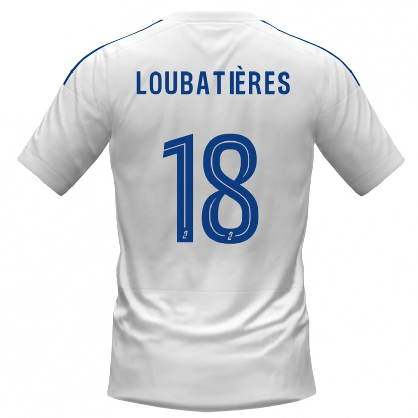 Danxen Bambino Maglia Matéo Loubatières #18 Bianco Blu Kit Gara Away 2025/26 Maglietta