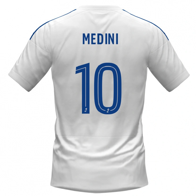 Danxen Bambino Maglia Issa Medini #10 Bianco Blu Kit Gara Away 2025/26 Maglietta