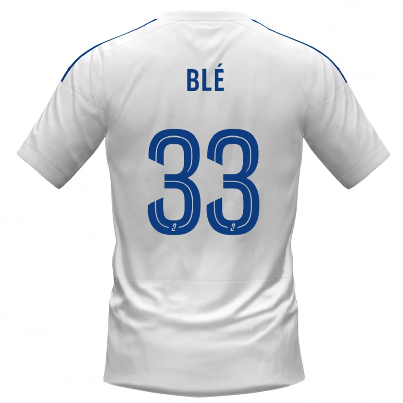 Danxen Bambino Maglia Maxime Blé #33 Bianco Blu Kit Gara Away 2025/26 Maglietta