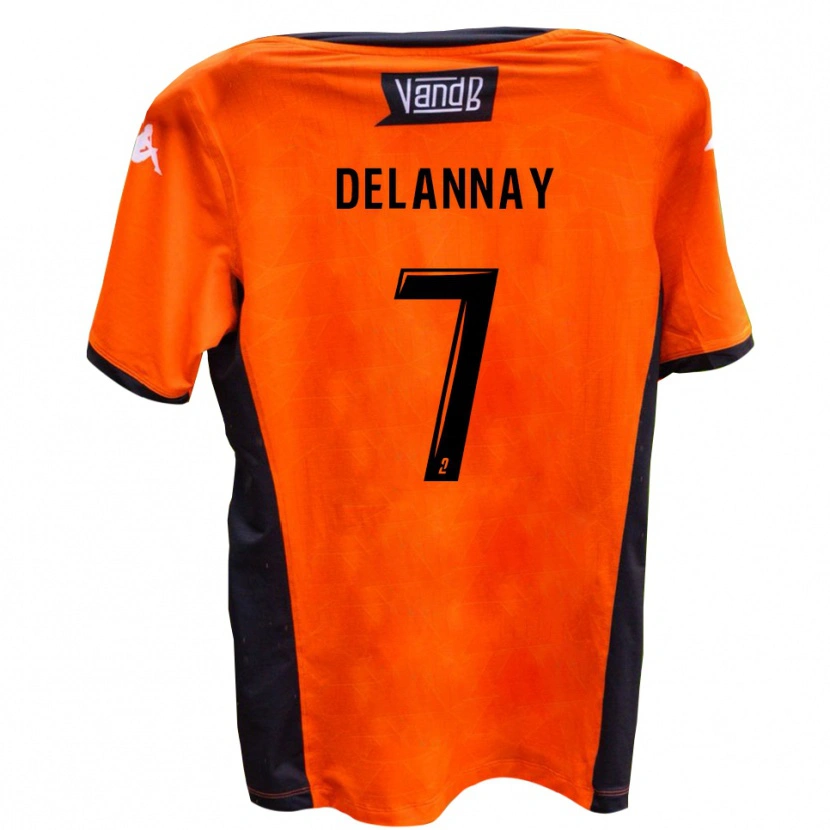 Danxen Bambino Maglia Mathis Delannay #7 Bianco Nero Kit Gara Away 2025/26 Maglietta