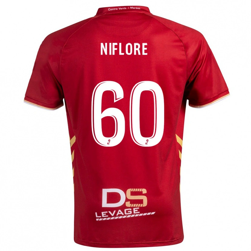 Danxen Bambino Maglia Mathys Niflore #60 Bordeaux Oro Kit Gara Away 2025/26 Maglietta
