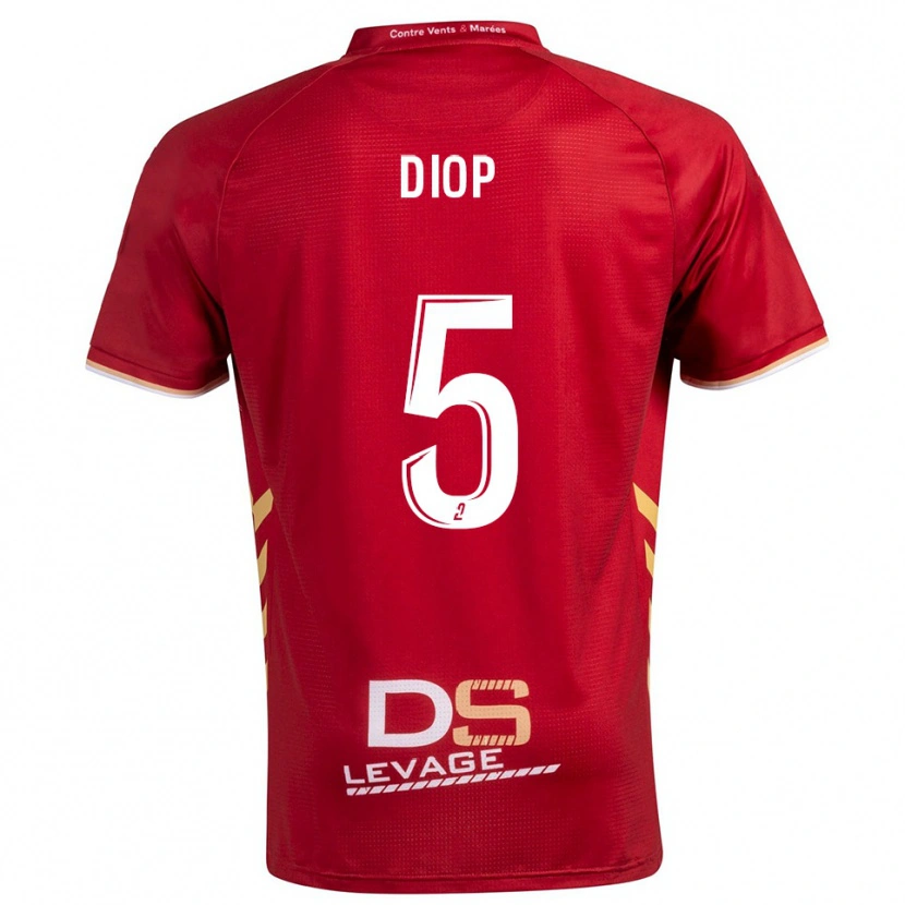 Danxen Bambino Maglia Aaron Diop #5 Bordeaux Oro Kit Gara Away 2025/26 Maglietta