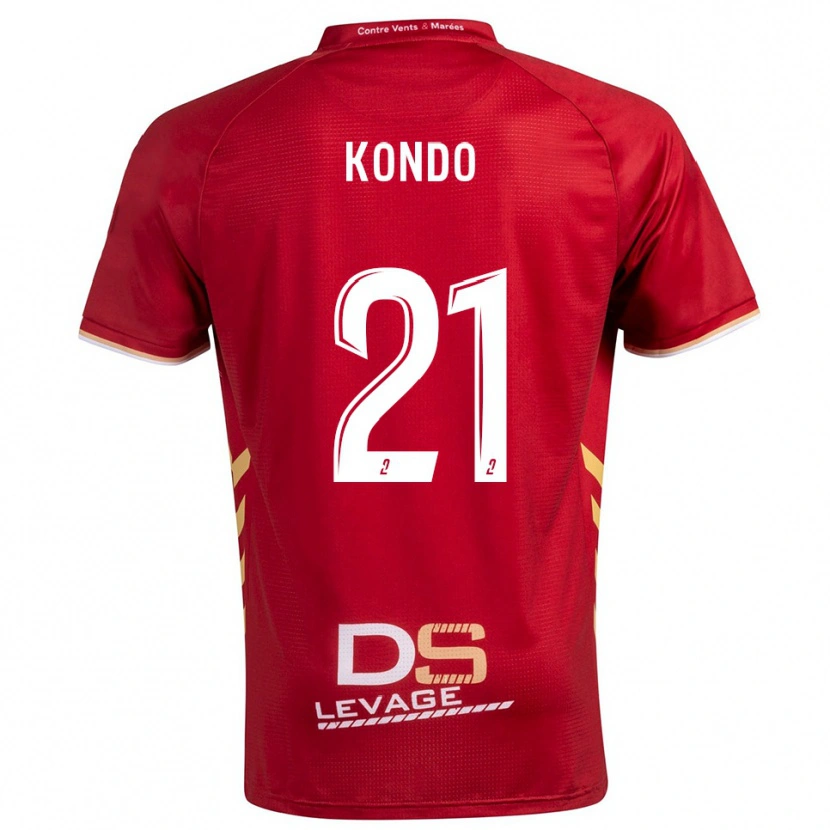 Danxen Bambino Maglia Geoffrey Kondo #21 Bordeaux Oro Kit Gara Away 2025/26 Maglietta