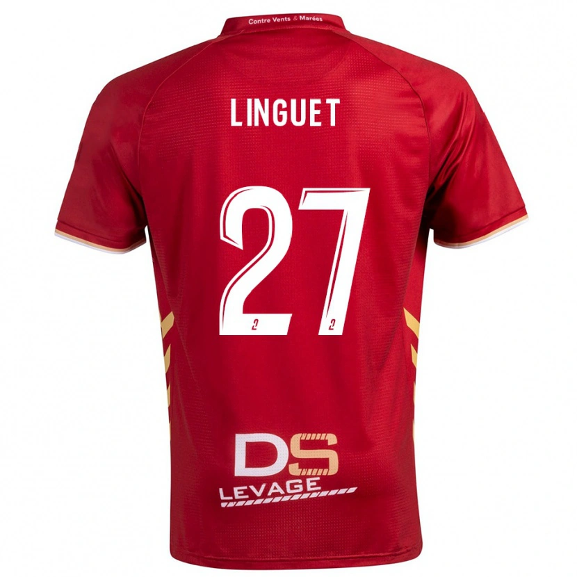 Danxen Bambino Maglia Allan Linguet #27 Bordeaux Oro Kit Gara Away 2025/26 Maglietta