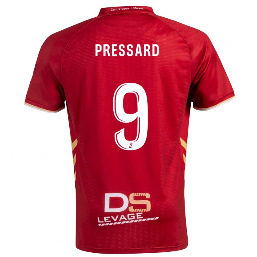 Danxen Bambino Maglia Alan Pressard #9 Bordeaux Oro Kit Gara Away 2025/26 Maglietta