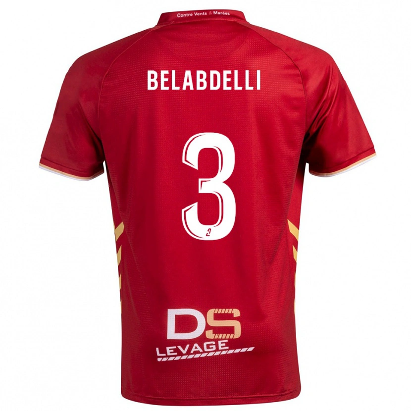 Danxen Bambino Maglia Firas Belabdelli #3 Bordeaux Oro Kit Gara Away 2025/26 Maglietta