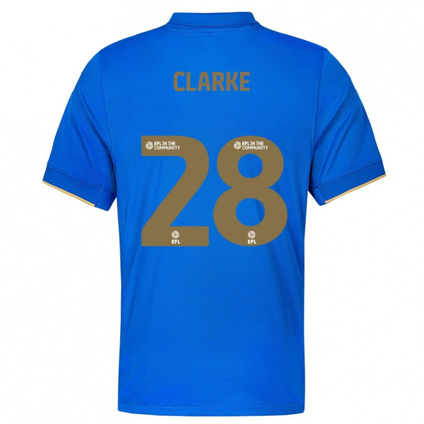 Danxen Uomo Maglia Charlotte Clarke #28 Blu Oro Kit Gara Home 2025/26 Maglietta