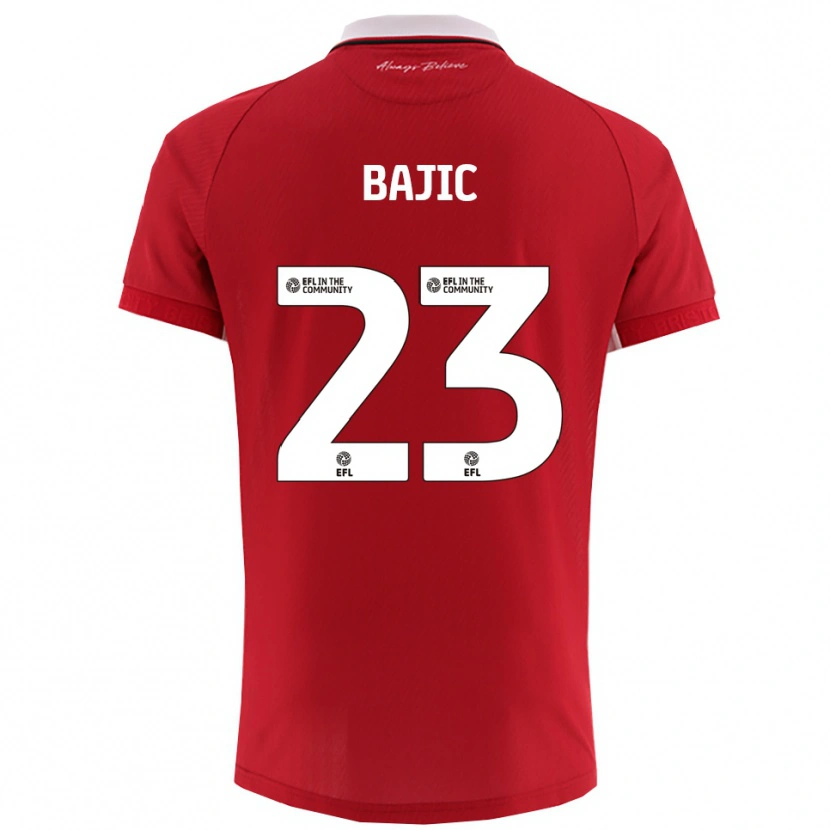 Danxen Uomo Maglia Stefan Bajic #23 Rosso Bianco Kit Gara Home 2025/26 Maglietta