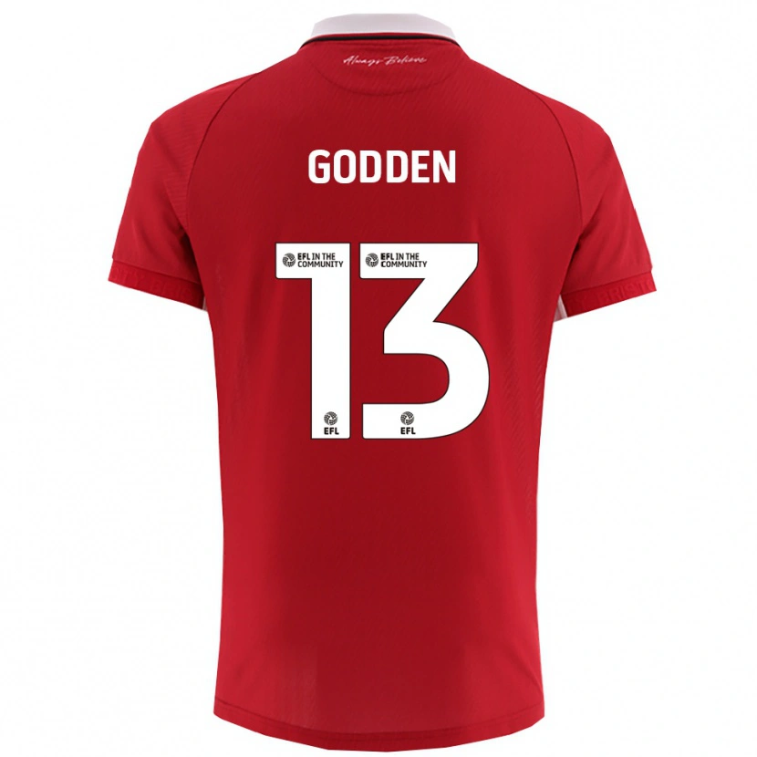 Danxen Uomo Maglia Freddie Godden #13 Rosso Bianco Kit Gara Home 2025/26 Maglietta
