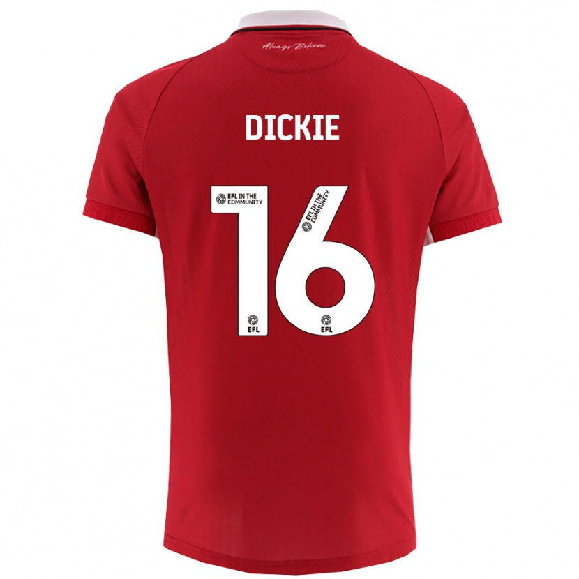 Danxen Uomo Maglia Rob Dickie #16 Rosso Bianco Kit Gara Home 2025/26 Maglietta