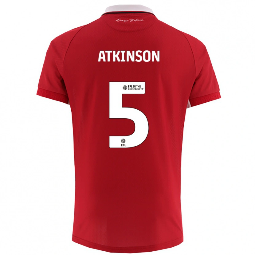 Danxen Uomo Maglia Rob Atkinson #5 Rosso Bianco Kit Gara Home 2025/26 Maglietta
