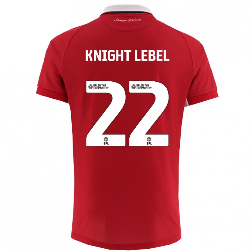 Danxen Uomo Maglia Jamie Knight-Lebel #22 Rosso Bianco Kit Gara Home 2025/26 Maglietta