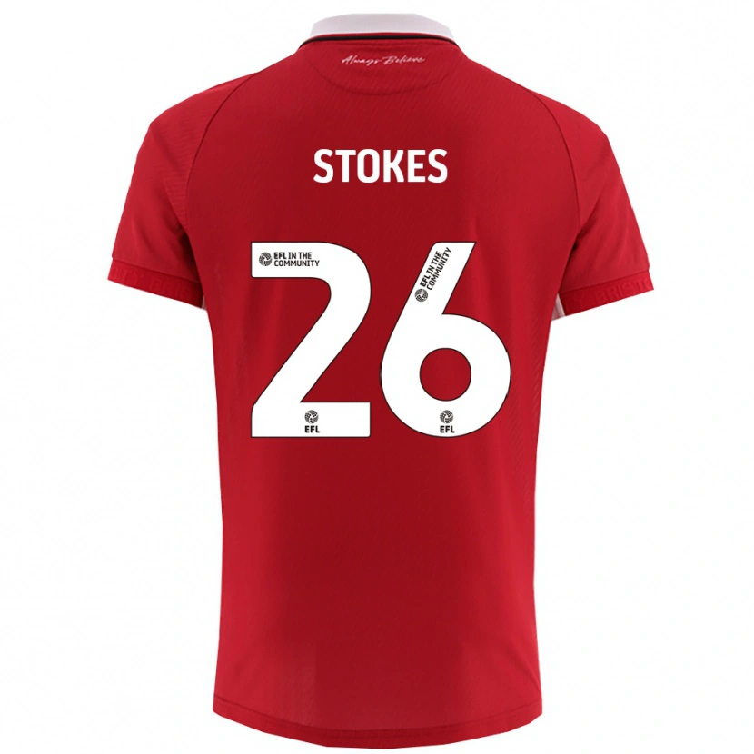 Danxen Uomo Maglia Josh Stokes #26 Rosso Bianco Kit Gara Home 2025/26 Maglietta