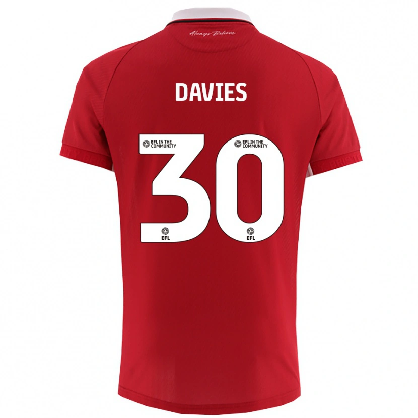Danxen Uomo Maglia Yasmin Davies #30 Rosso Bianco Kit Gara Home 2025/26 Maglietta