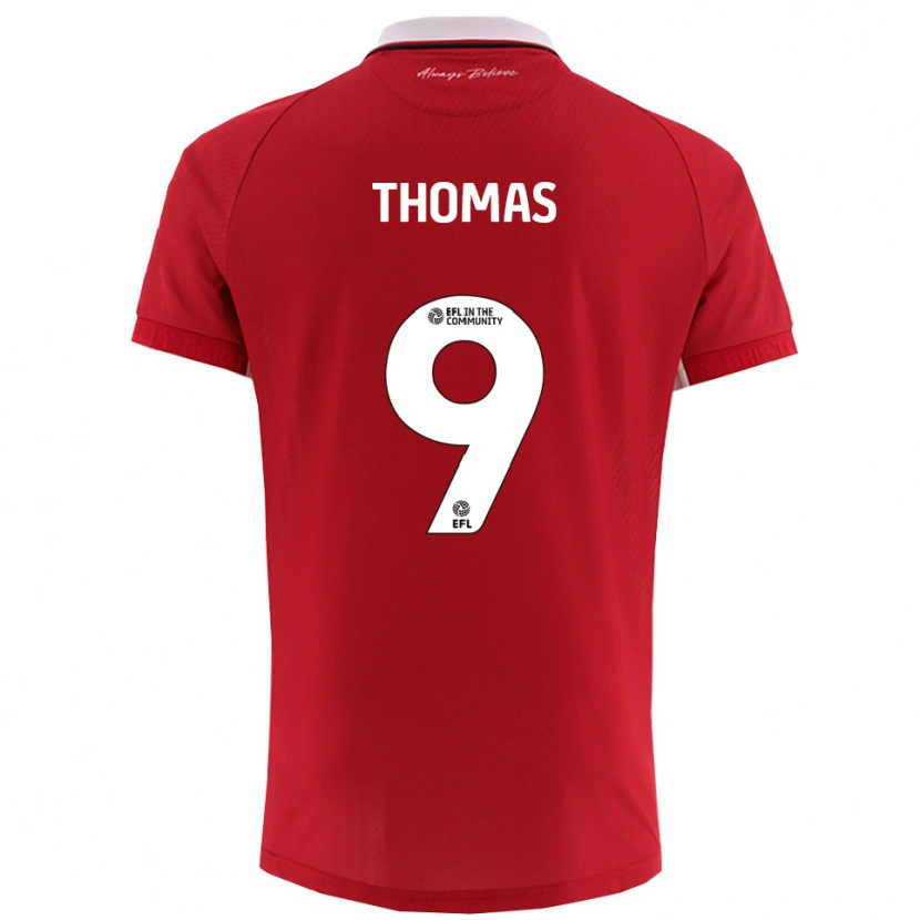 Danxen Uomo Maglia Olly Thomas #9 Rosso Bianco Kit Gara Home 2025/26 Maglietta