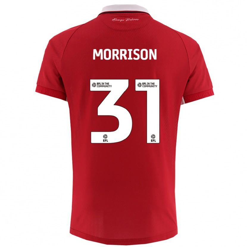 Danxen Uomo Maglia Elijah Morrison #31 Rosso Bianco Kit Gara Home 2025/26 Maglietta