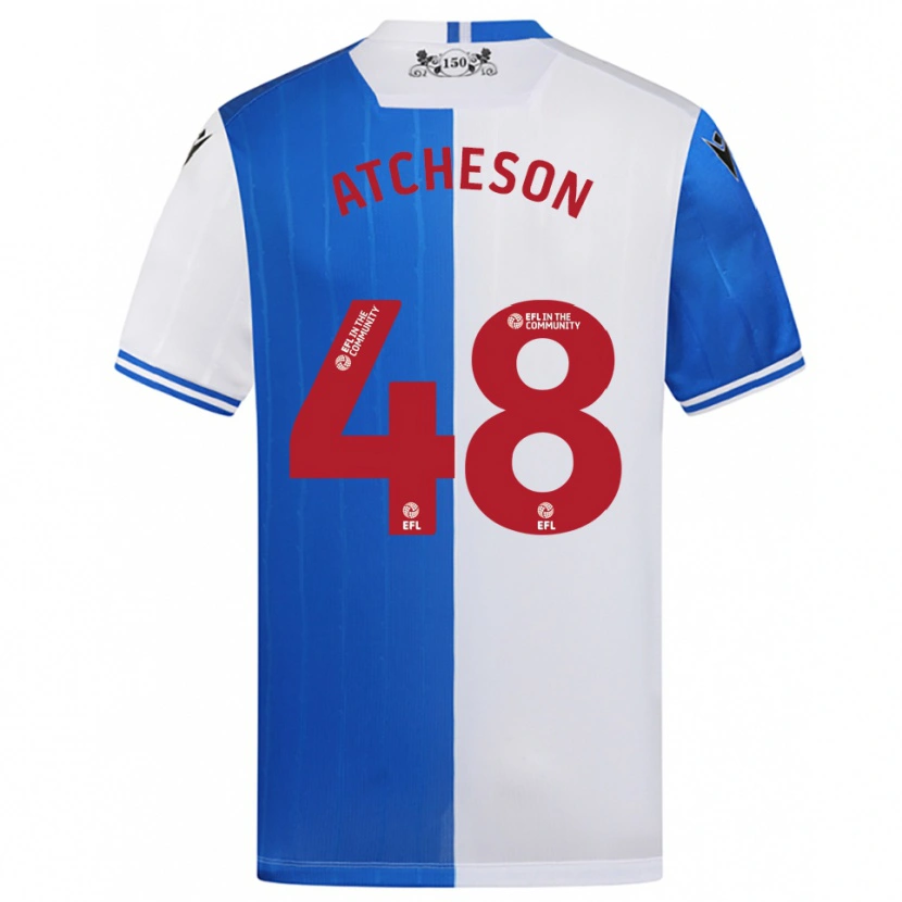 Danxen Uomo Maglia Tom Atcheson #48 Blu Bianco Kit Gara Home 2025/26 Maglietta